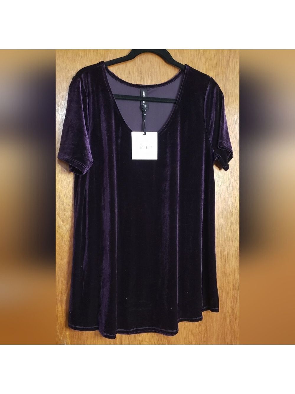 Agnes & Dora Velvet Short Sleeve Tunic in Deep Plum
